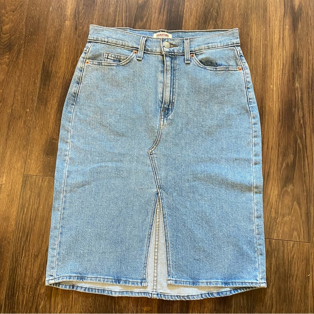 Mid length denim skirt size 2